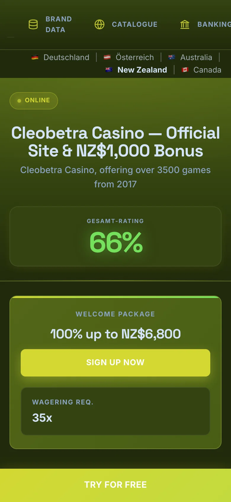 Cleobetra Casino mobile lobby screenshot